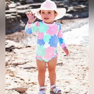 Ruffle Butts Pastel Petals One Piece Rash Guard